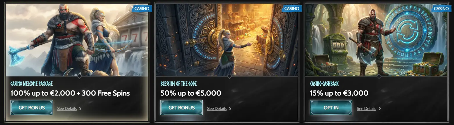 Godz Casino promotions: welcome package, reloads, cashback and tournaments